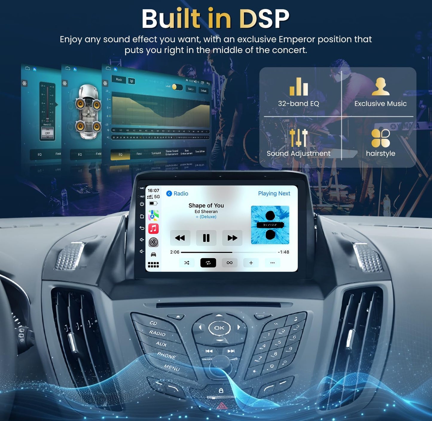 5GWiFi Android12 Car Radio for Ford Escape 2013-2018,1280 * 800 Touchscreen Replacement