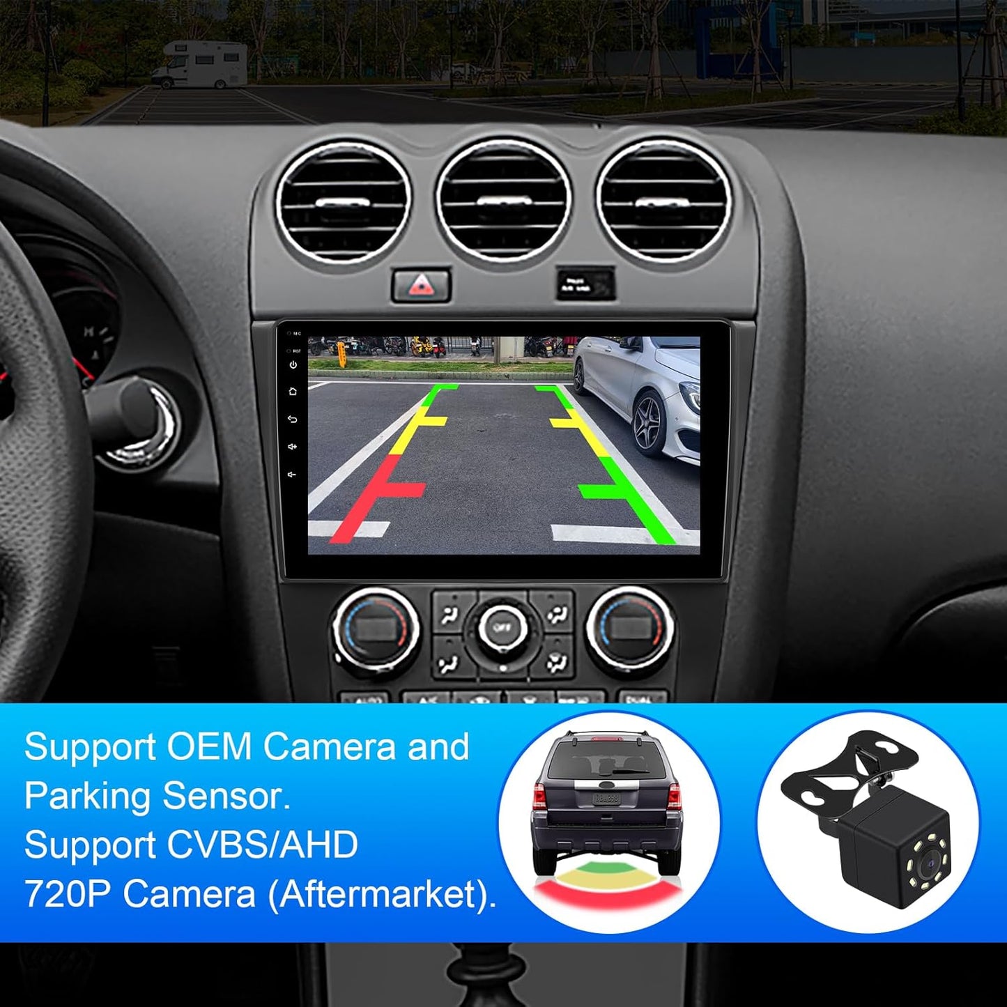 9-inch Android 13 Car Stereo, Altima 2008-2012 (Auto A/C) IPS Touchscreen Screen Car Radio B/U Camera 2g+32g