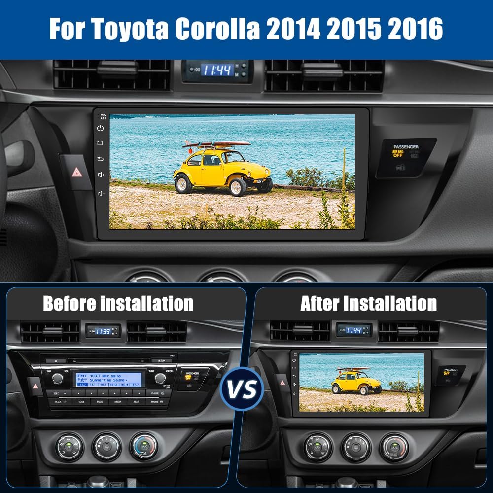2+64G AWESAFE Android 13 Car Radio Stereo for Toyota Corolla 2014 2015 2016, 10 Inch Touch Screen with Wireless CarPlay Android Auto (2GB+64GB)