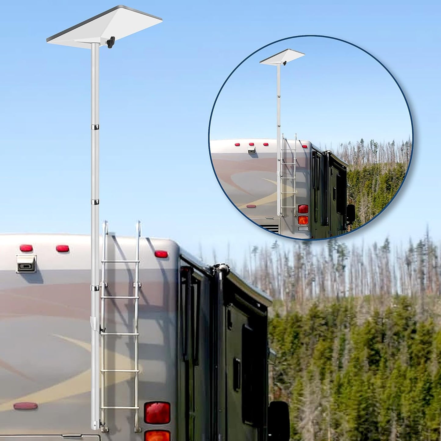 Starlink Mini Flag Pole Mount Kit - 10 feet Telescoping FlagPole- Fits for 0.7 to 1.1 Inch Round Ladder Rails