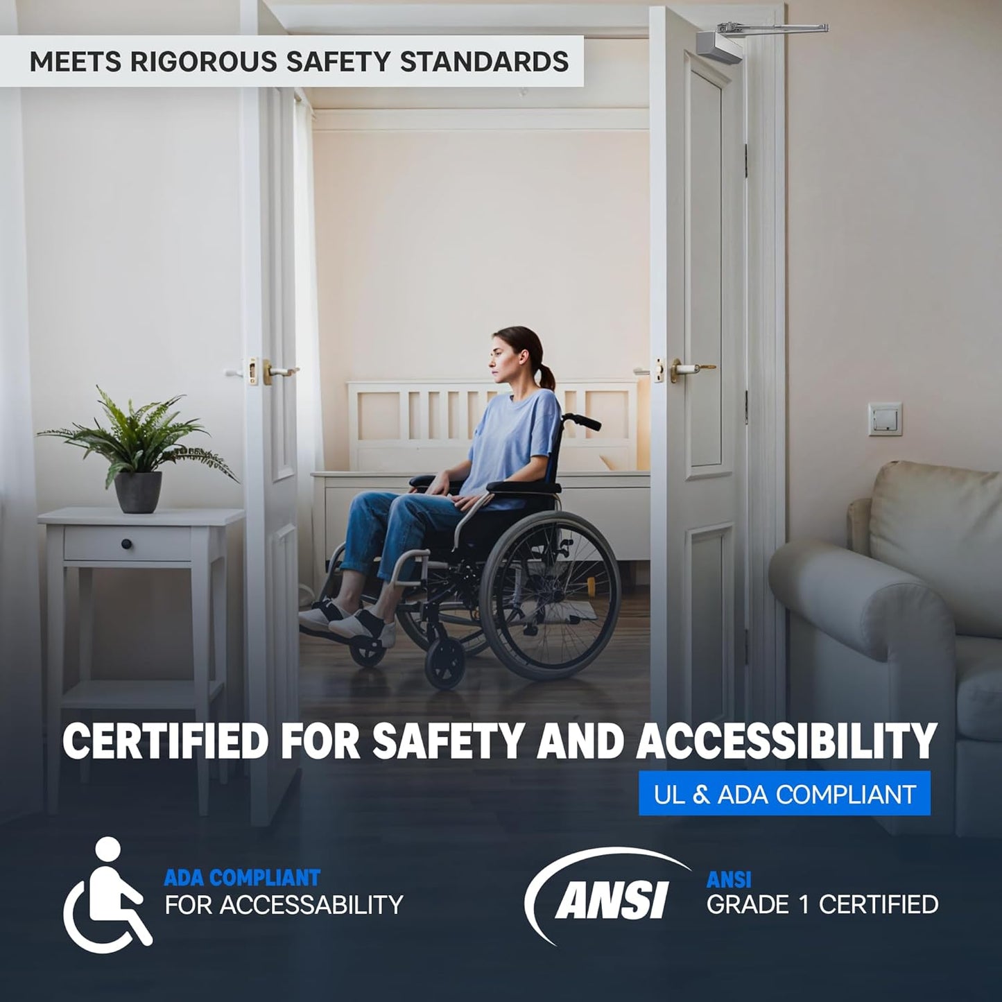 Ridge Products Adjustable 1-6 Heavy Duty Door Closer | ADA Compliant ANSI Grade 1, and UL 3 Hour Fire Rated | Commercial Door Closer for External and