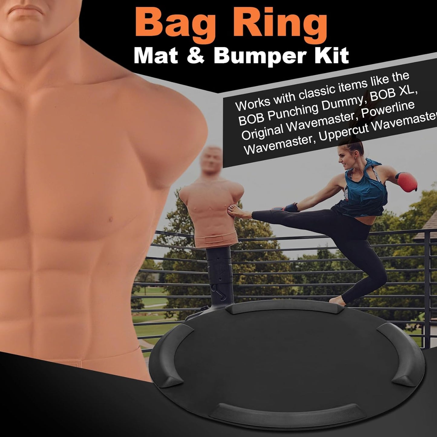 Bag Ring Mat Bumper Kit, Keeps Freestanding Heavy Bags from Moving or Tipping During Intense Workouts