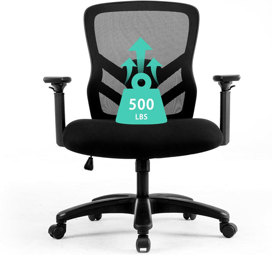 Big and Tall Office Chair 500LBS, Desk Chair with Adjustable Lumbar Support, Heavy Duty Ergonomic Mesh