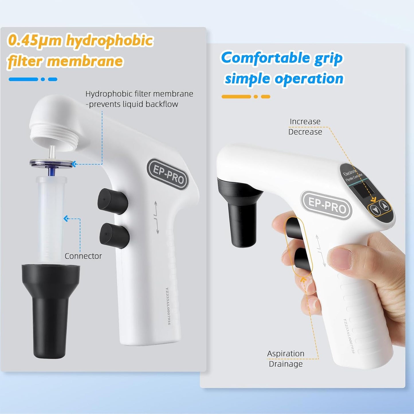 Motorized Pipette, Pump Pipet Aid with LED LCD Screen, Large Capacity Electric Pipette with 6 Adjustable Speeds
