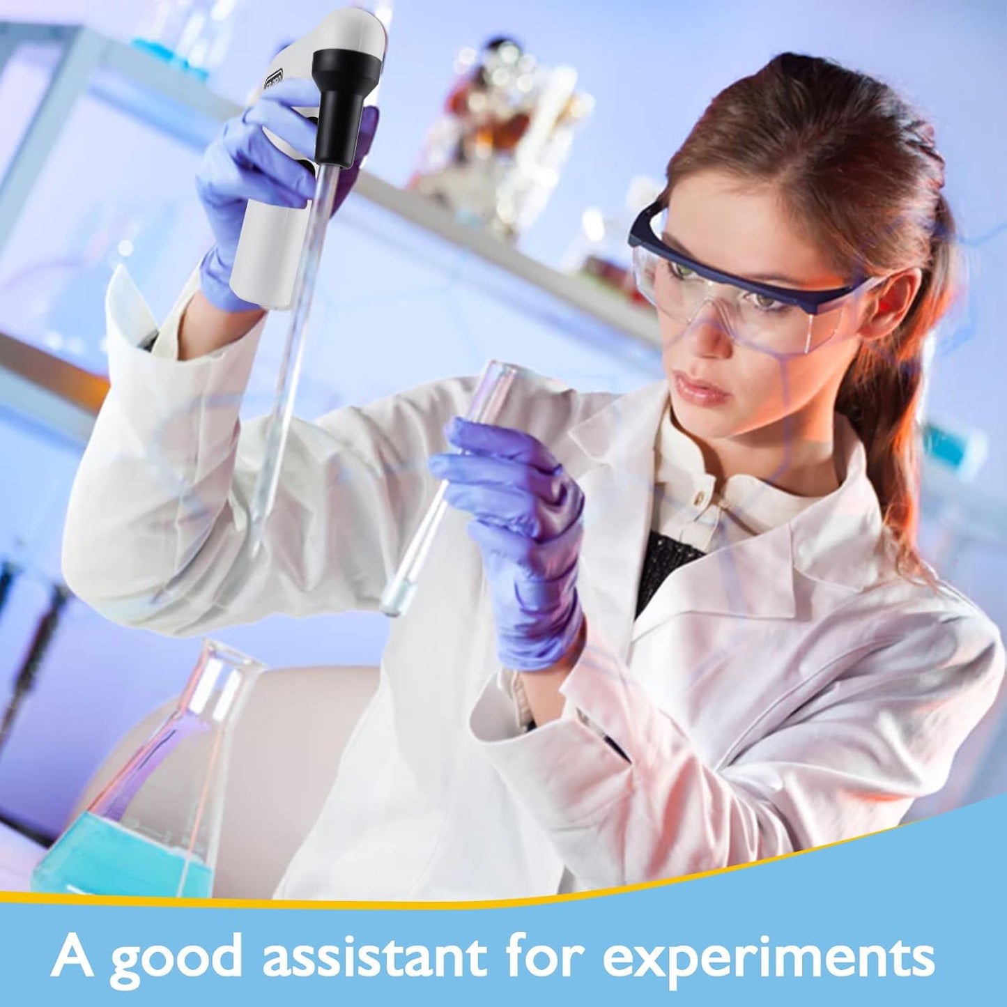 Motorized Pipette, Pump Pipet Aid with LED LCD Screen, Large Capacity Electric Pipette with 6 Adjustable Speeds