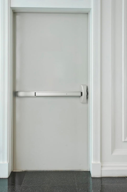 Brinks Commercial Rim Panic Exit Device with Storeroom Lever Trim, Aluminum - UL Listed Emergency Exit