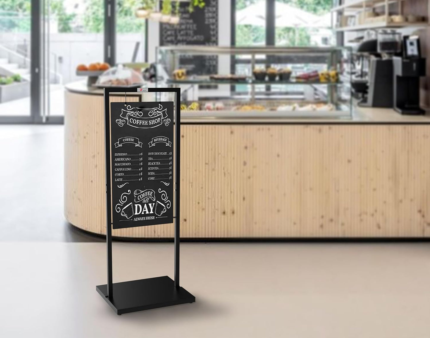 TOWON 20x47 Windproof Double-Sided Chalkboard Stand  Heavy-Duty &amp; Portable Sandwich Board with Metal Hooks, Parallel Bar Frame for Cafes,
