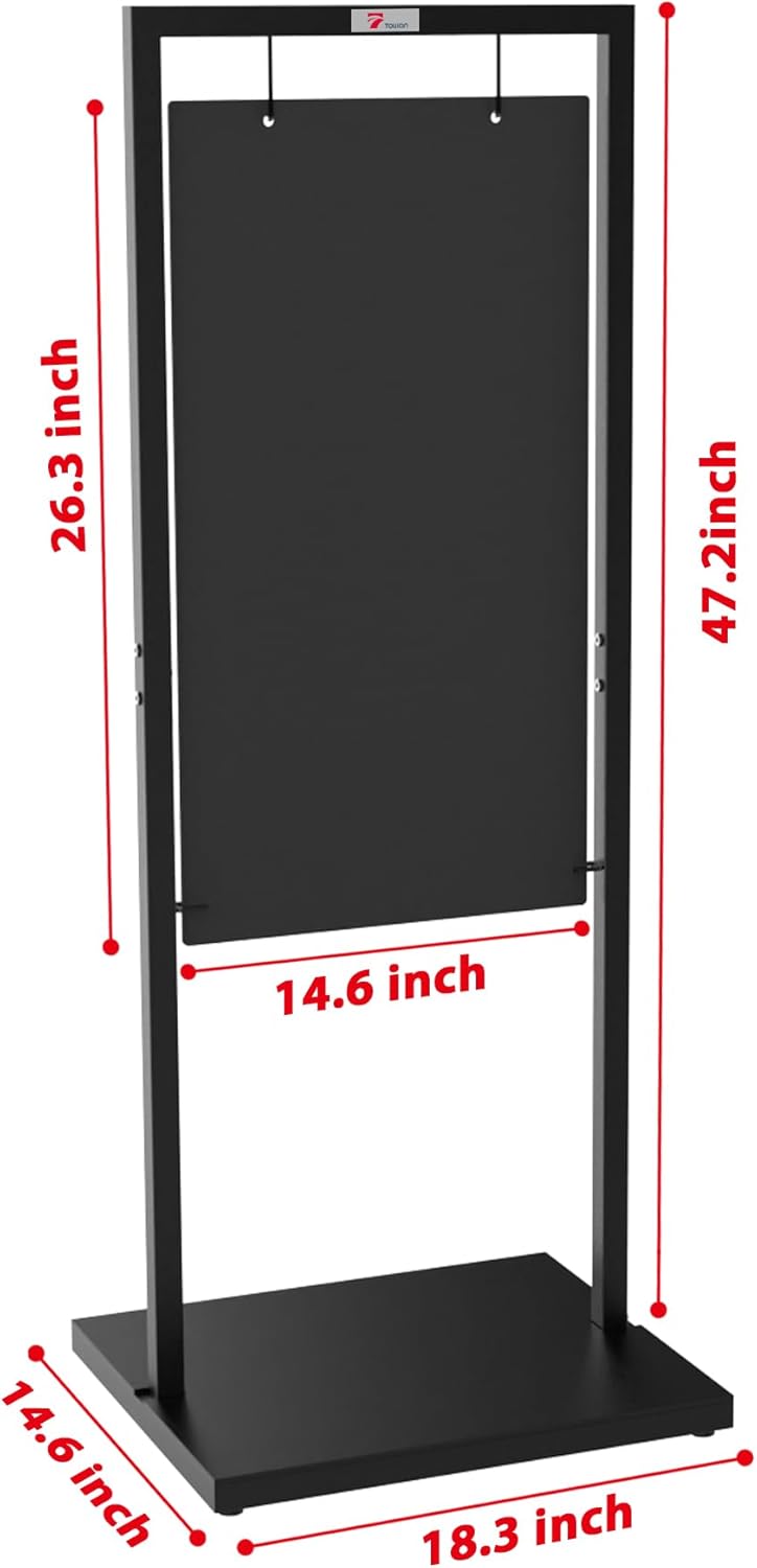 TOWON 20x47 Windproof Double-Sided Chalkboard Stand  Heavy-Duty &amp; Portable Sandwich Board with Metal Hooks, Parallel Bar Frame for Cafes,