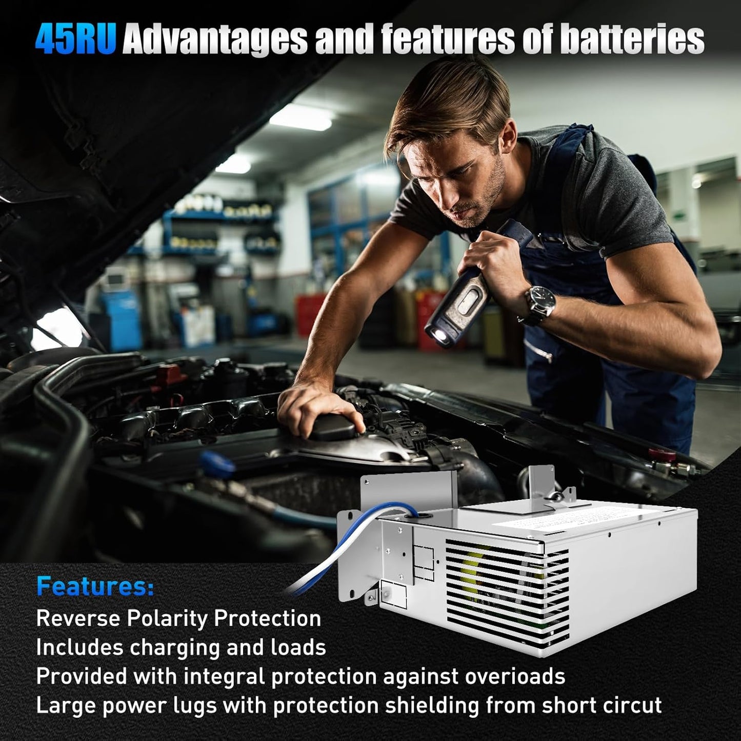 45amp RV Power Converter for Paralax and for Magnetek 7345 Power Centers, Deck Mount, Three-Stage