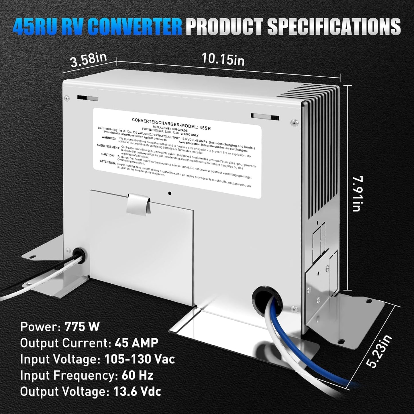 45amp RV Power Converter for Paralax and for Magnetek 7345 Power Centers, Deck Mount, Three-Stage