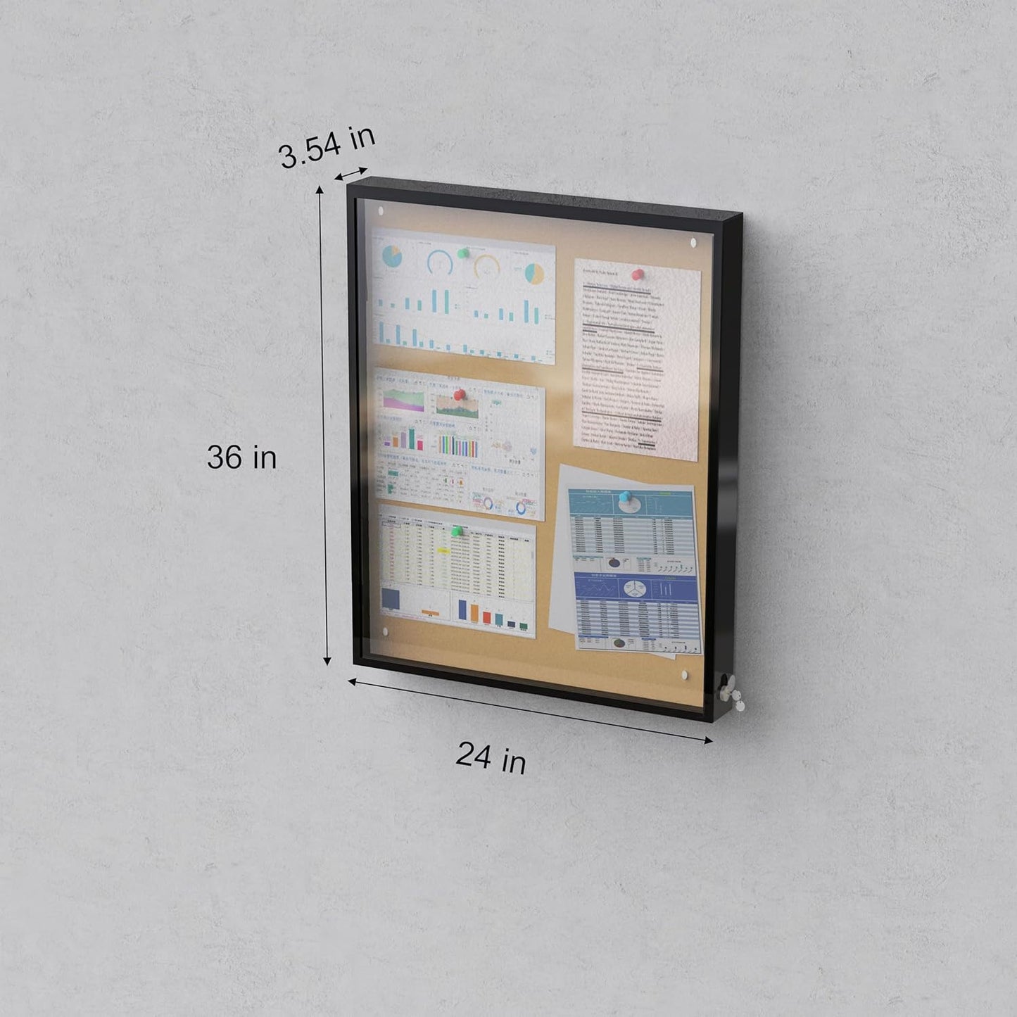 MESAILUP 36 x 24 in Waterproof Outdoor Bulletin Board Lockable Wall-Mounted with Cork Backing, Ideal for Schools, Offices, and Restaurants