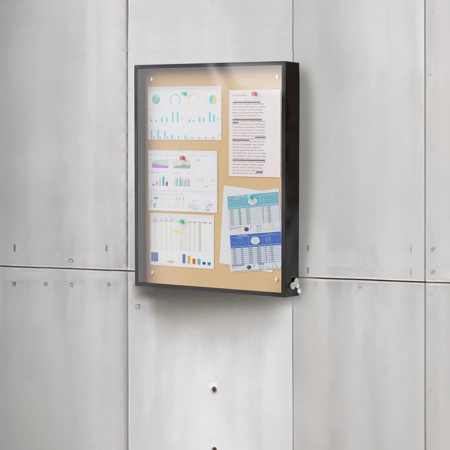 MESAILUP 36 x 24 in Waterproof Outdoor Bulletin Board Lockable Wall-Mounted with Cork Backing, Ideal for Schools, Offices, and Restaurants