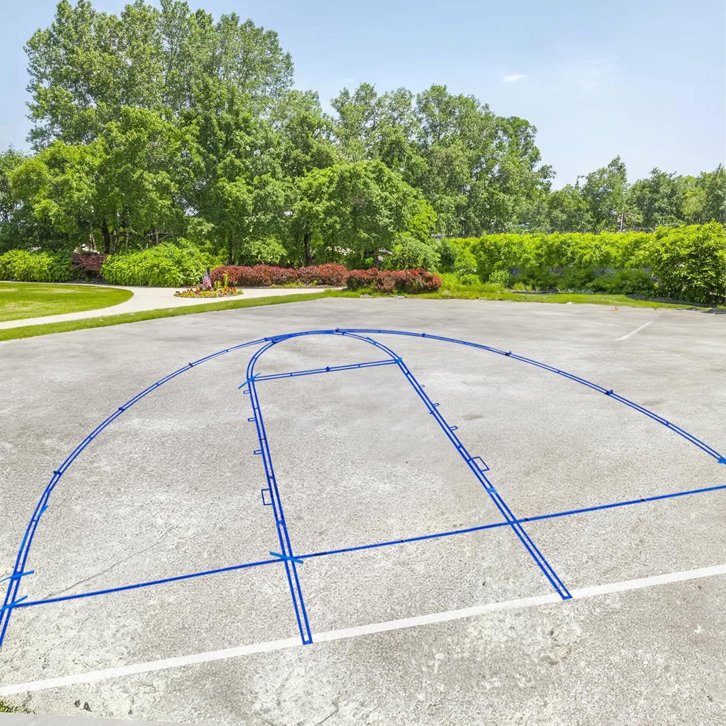 LndscLaser PC Plastic Material Basketball Court Stencil Kit for Concrete, Basketball Court Marking Kit, Waterproof, Sun-Resistant NOT Paper Board,