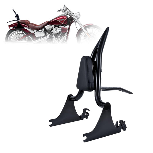 Kinglemc Adjustable One-Piece Sissy Bar Luggage Rack Passenger Backrest with Lock for Harley Breakout FXSB FXSE FXST(Gloss Black) Black-Upgrade