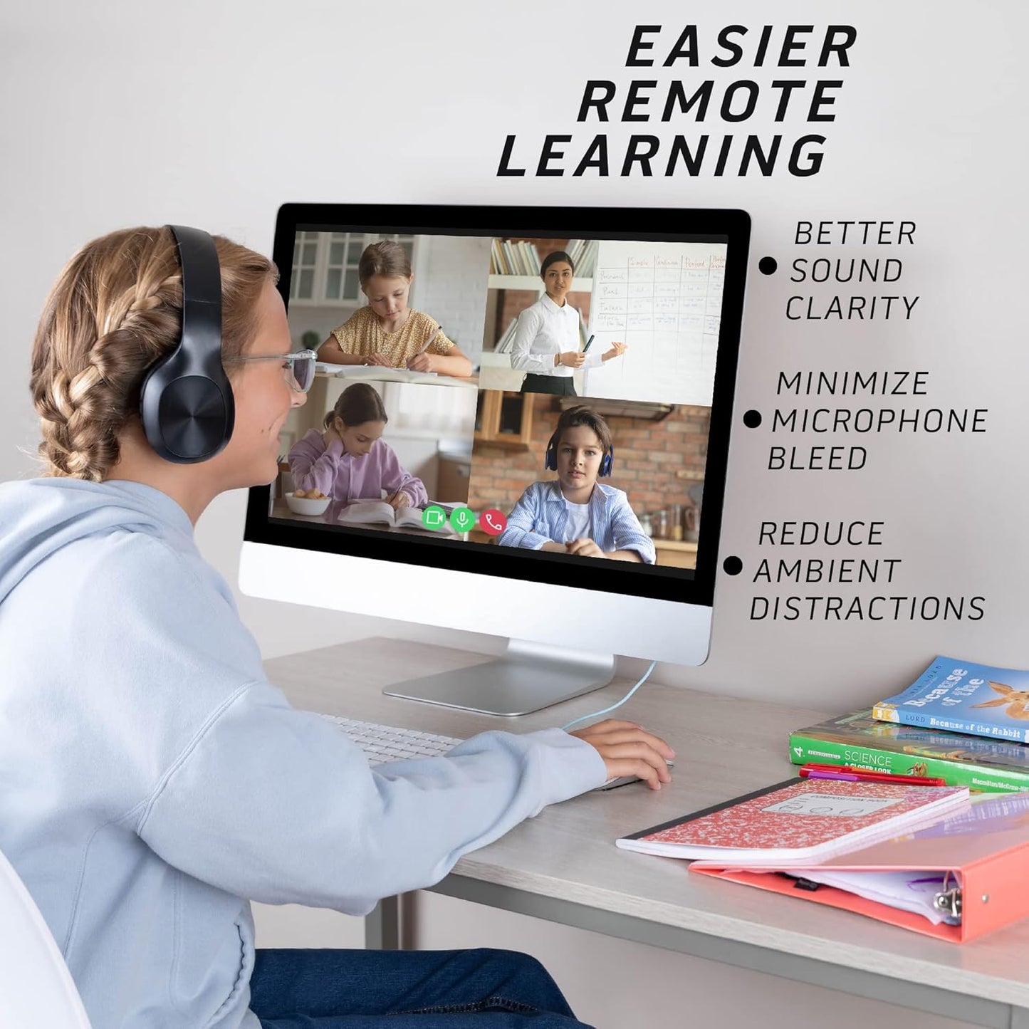 Classroom Headphones-Bulk 25-Pack, with Microphone Student On Ear Comfy Swivel Earphones for Library, School, Airplane, Kids-for Online Learning and