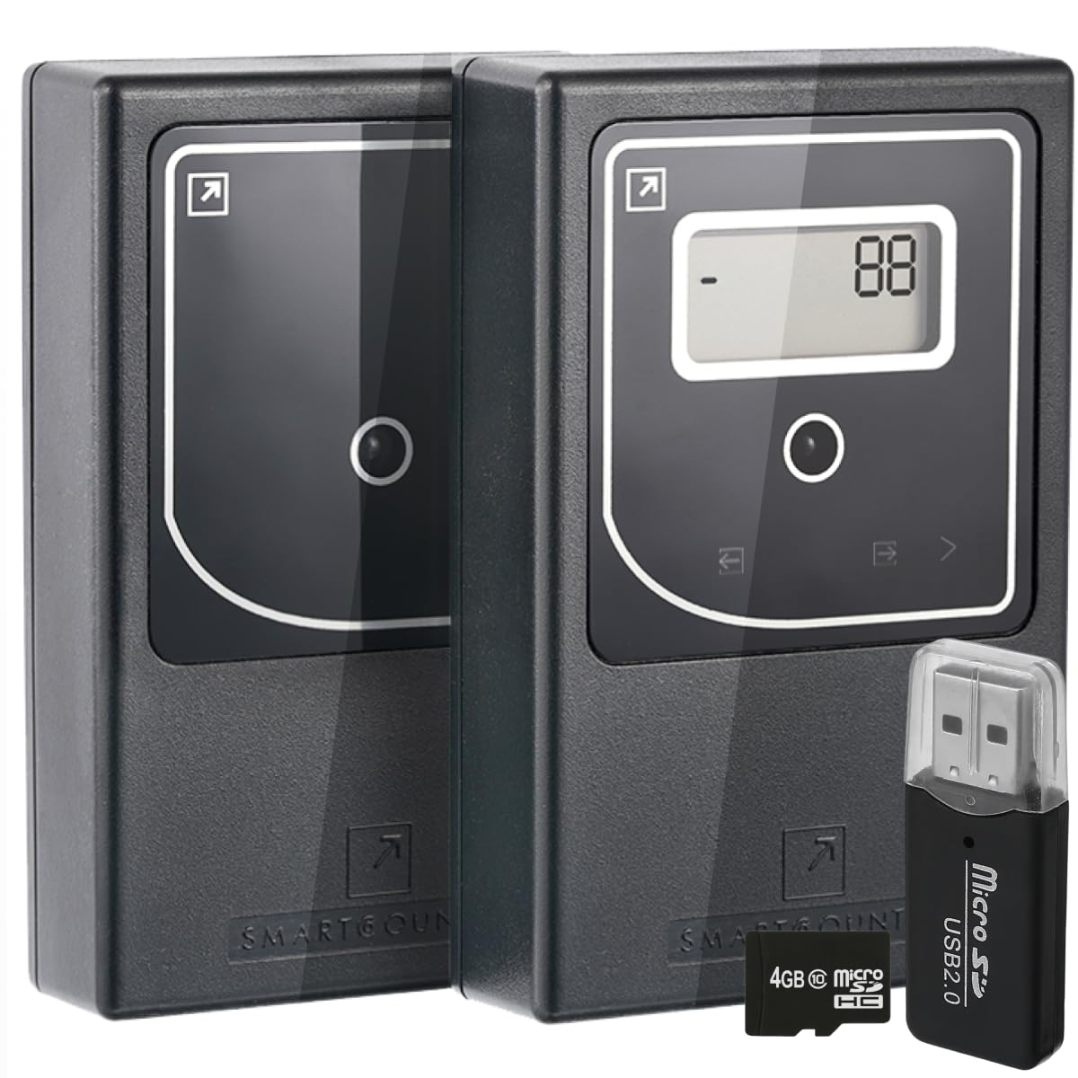 Smart Counter Retail People Counter - Infrared & Wireless, Battery Operated, Hourly & Daily Statistics with Data Storage, Easy to Install, Upgraded, Black Black With Hourly Statistics