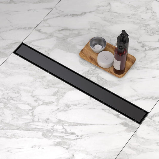 Linear Shower Drain. 36 Inch Shower Trench Drain with 2-in-1 Flat Cover and Cover,304 Stainless Steel