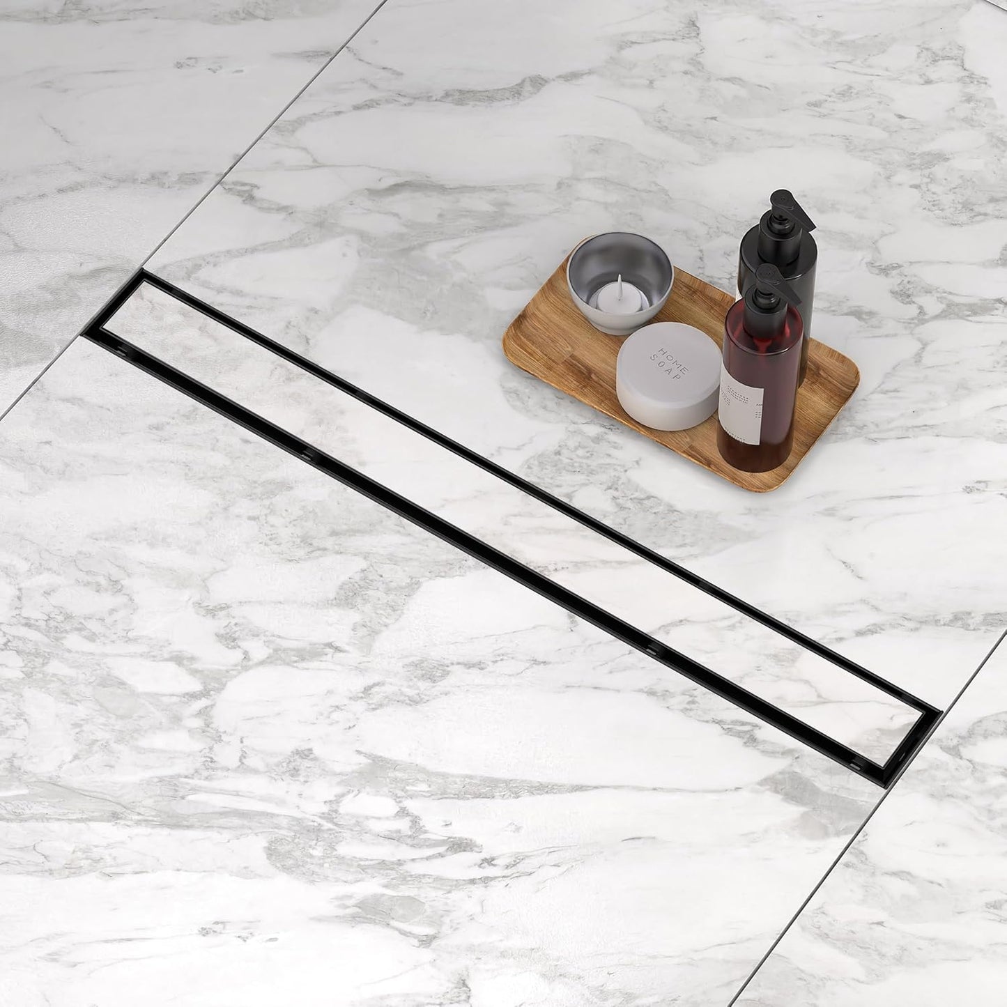 Linear Shower Drain. 36 Inch Shower Trench Drain with 2-in-1 Flat Cover and Cover,304 Stainless Steel