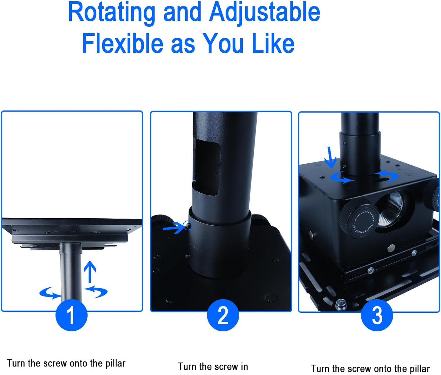 FlowFluid Universal Projector Wall Hanger for Meeting Rooms,Telescopic Arm Mount Projector Holder Black for Home Office Movie Theater