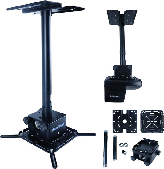 FlowFluid Universal Projector Wall Hanger for Meeting Rooms,Telescopic Arm Mount Projector Holder Black for Home Office Movie Theater