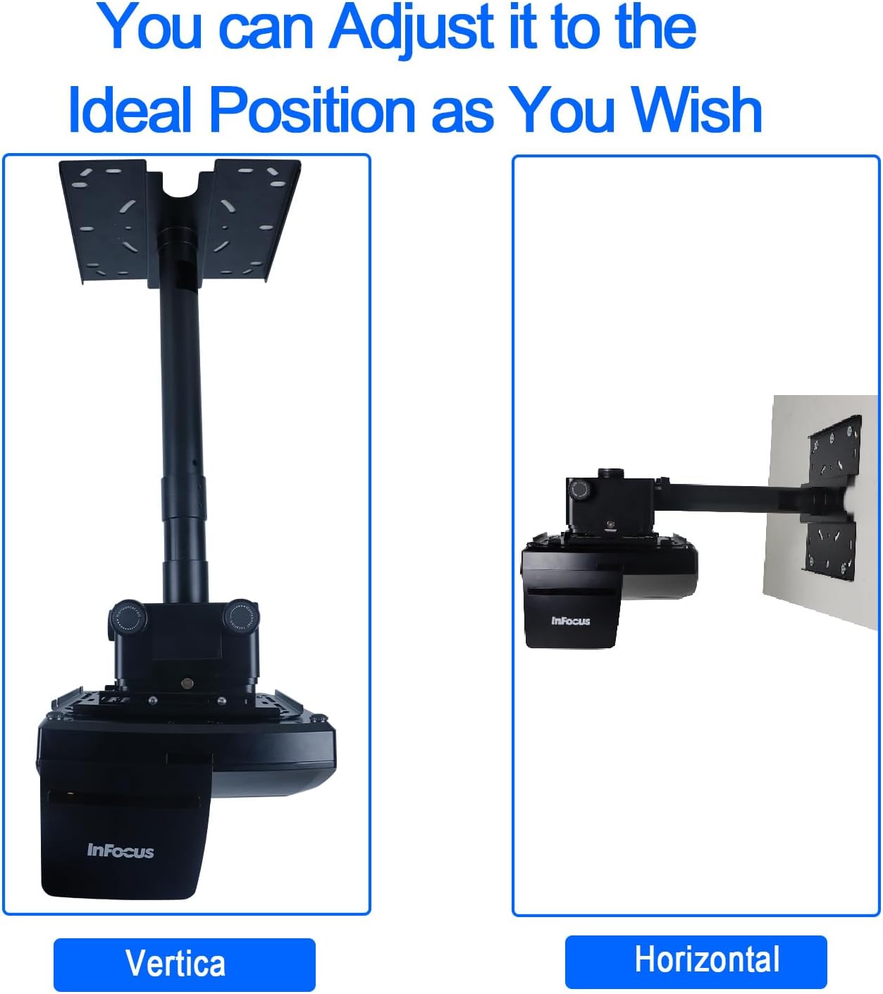FlowFluid Universal Projector Wall Hanger for Meeting Rooms,Telescopic Arm Mount Projector Holder Black for Home Office Movie Theater