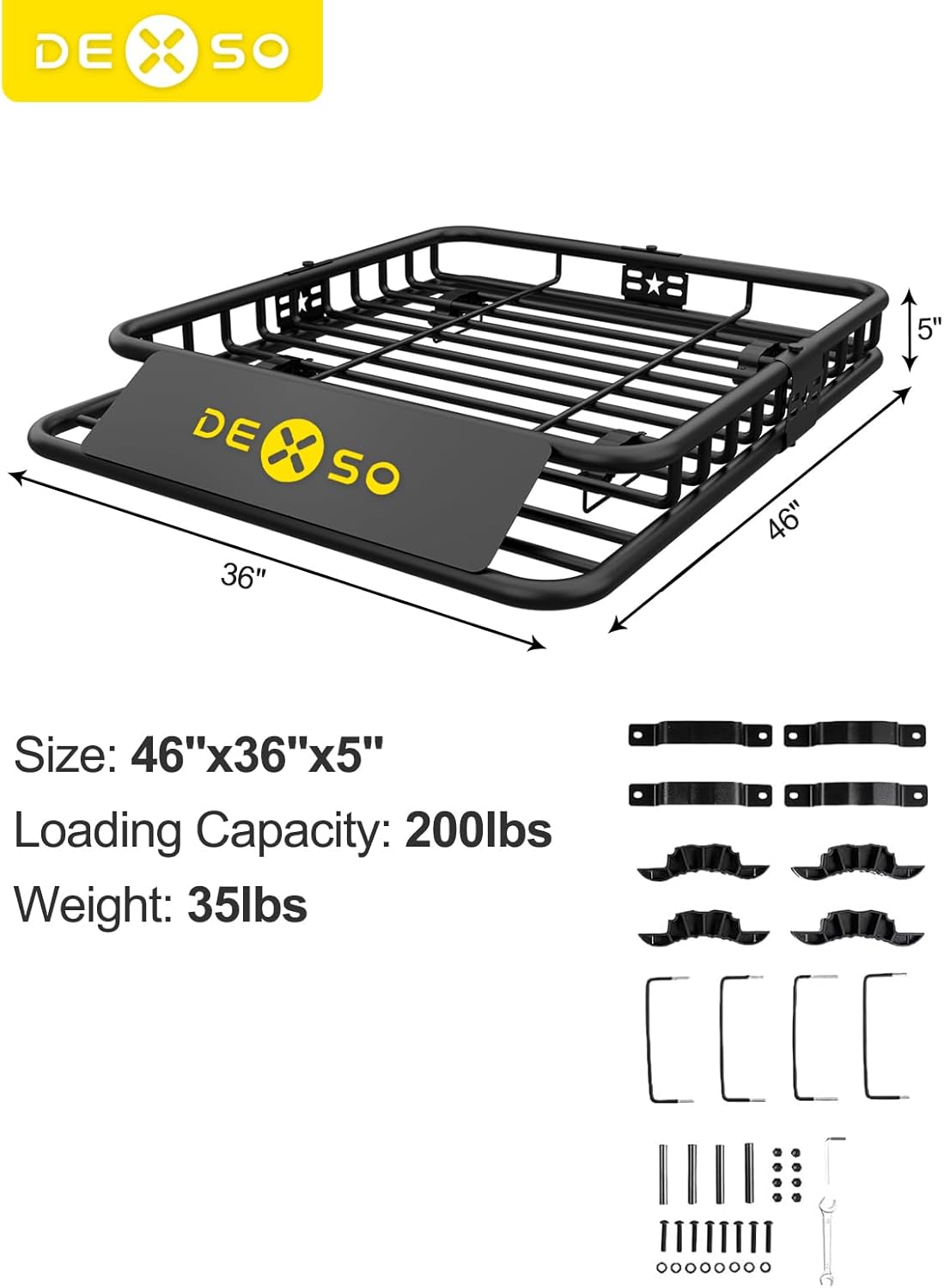 46'x36' Universal Roof Rack Carrier Basket, 200 Lbs Capacity Cargo Rack,15 Cubic Feet, Waterproof