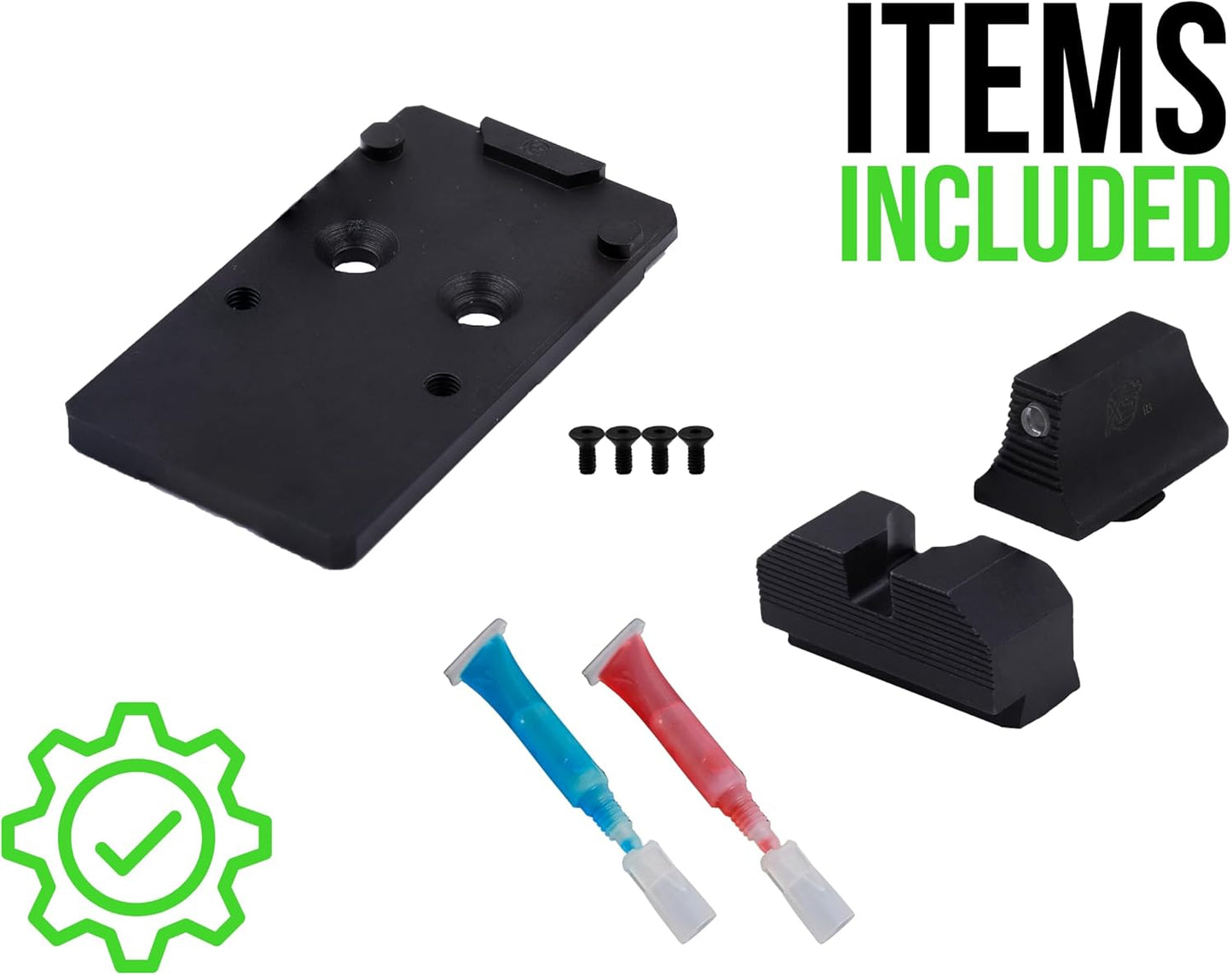 Minimalist OR Sights &amp; Optic Plate Bundles, Compatible with RMR Footprint Optics on Glock 17, 19, 34, 45, 47, &amp; 49 MOS Platforms