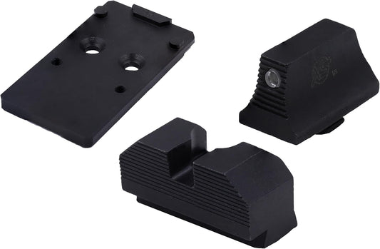 Minimalist OR Sights &amp; Optic Plate Bundles, Compatible with RMR Footprint Optics on Glock 17, 19, 34, 45, 47, &amp; 49 MOS Platforms