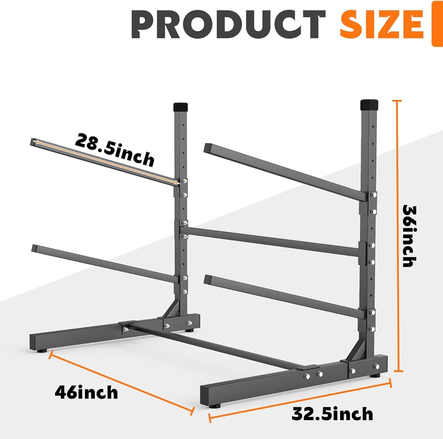 Garage Floor Kayak Storage Rack, Heavy-Duty 2-Tier Freestanding Metal Kayak Storage Stand