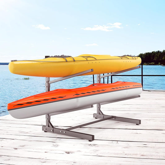 Garage Floor Kayak Storage Rack, Heavy-Duty 2-Tier Freestanding Metal Kayak Storage Stand