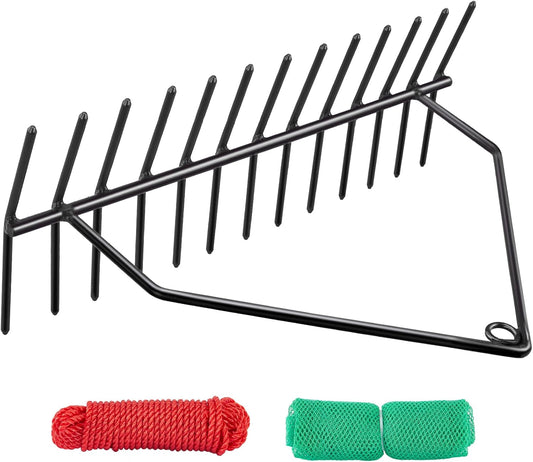 SILFISC 24&#34; Aquatic Weed Rake, 8.6&#34; Steel Rod Lake Weed Cutter, One-Piece Welding, No Assembly Required, Pond Beach Landscaping, Perfect Tie