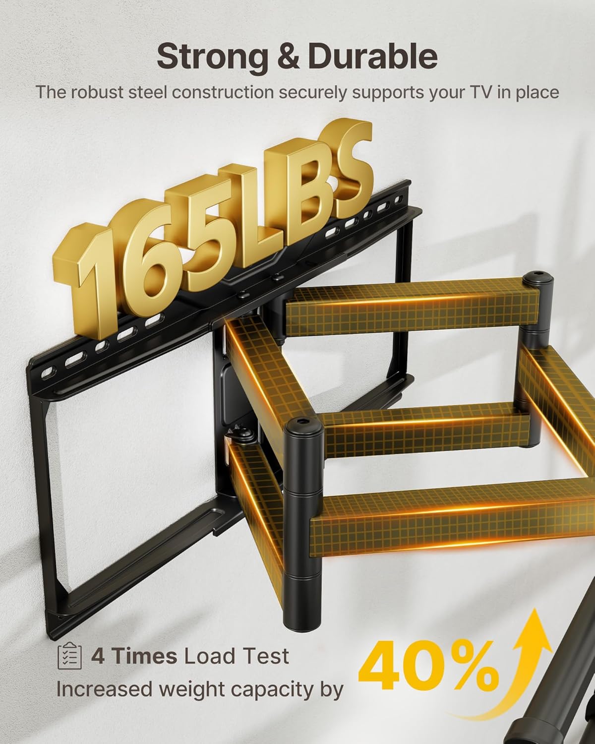 monTEK Heavy Duty TV Wall Mount for 50-100 Inch TVs up to 165 lbs, 4X Load Tested, Dual Arms Full Motion Bracket with Tool-Free Tilt, Swivel &amp;