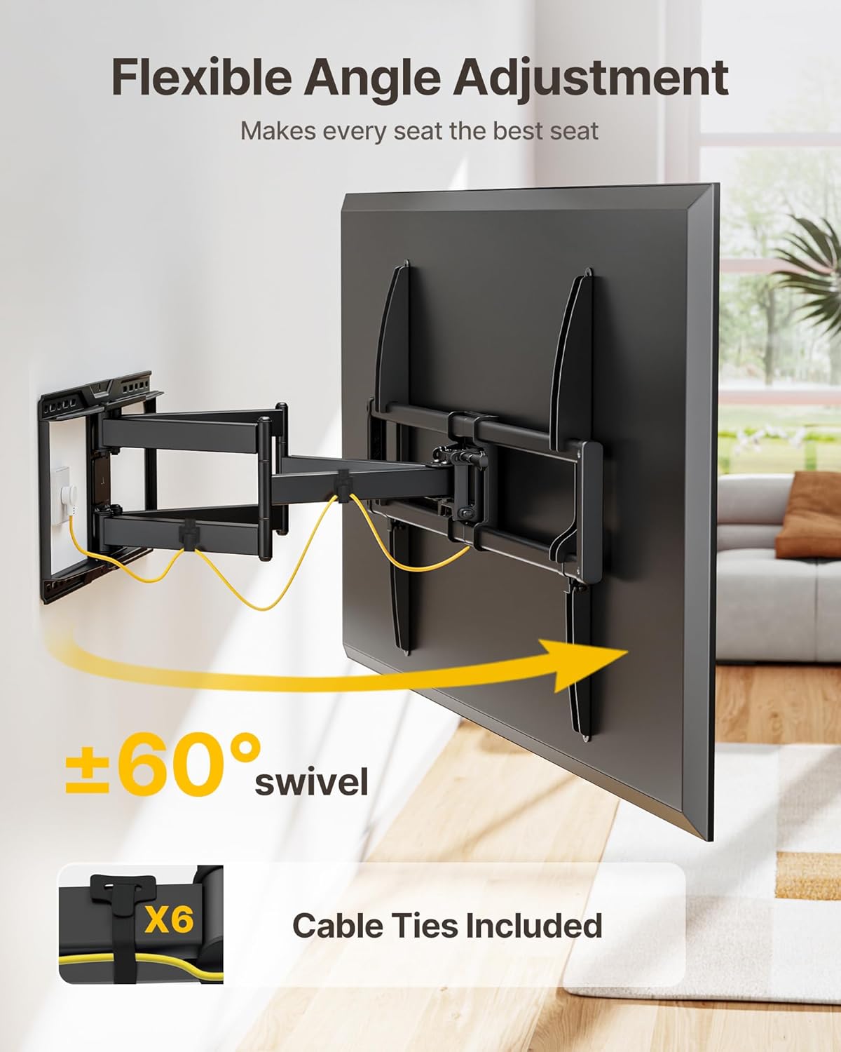 monTEK Heavy Duty TV Wall Mount for 50-100 Inch TVs up to 165 lbs, 4X Load Tested, Dual Arms Full Motion Bracket with Tool-Free Tilt, Swivel &amp;