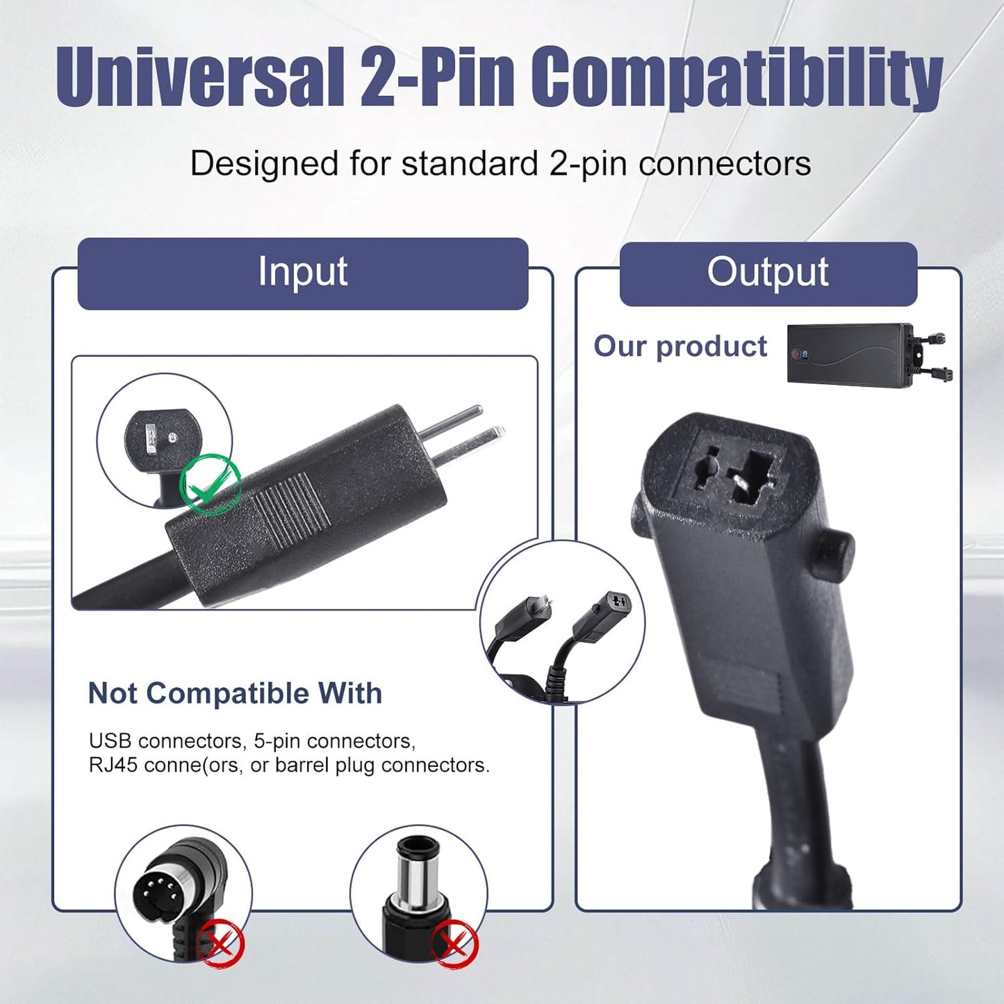 EAJION Universal Battery Pack for Reclining Furniture, Rechargeable Battery Kit Wireless Power Supply for 2-Pin Electric Motion, Batteries and