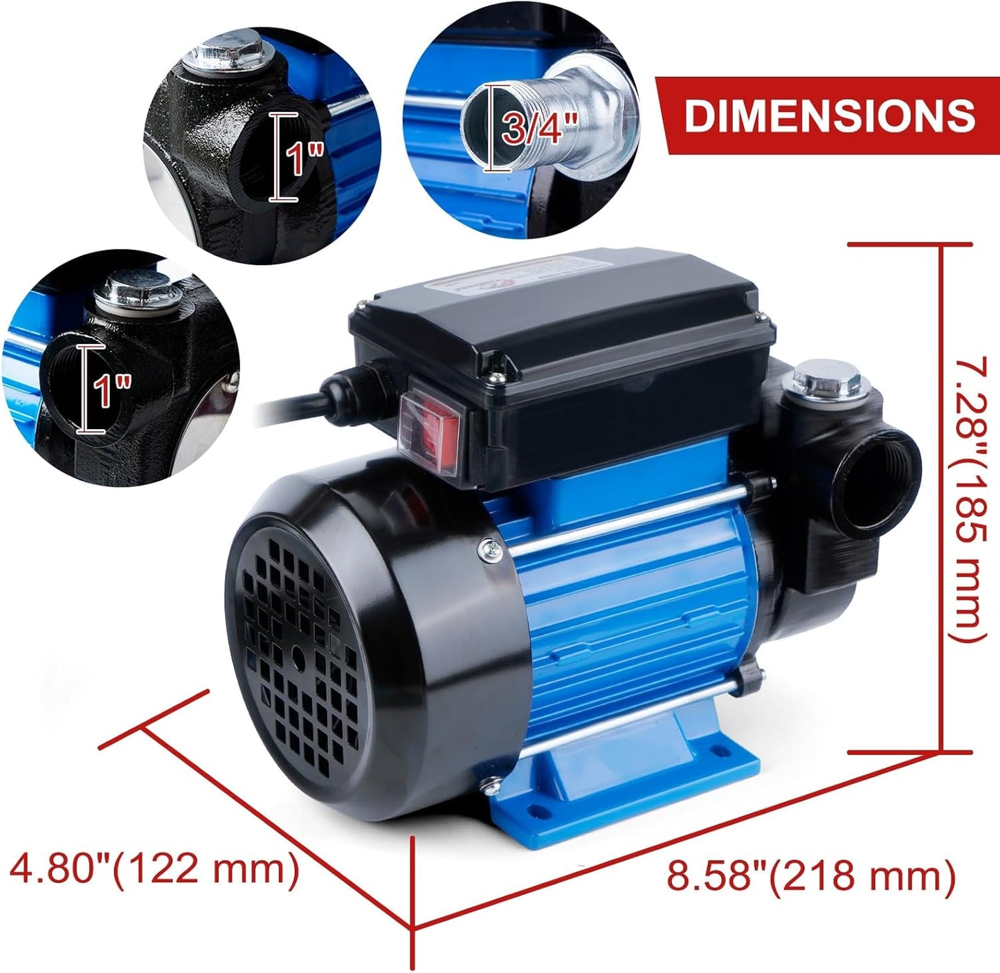 Oil Transfer Pump 110V Electric Fuel Transfer Pump 18 GPM Kerosene Biodiesel Diesel Fuel Filling Oil Draining