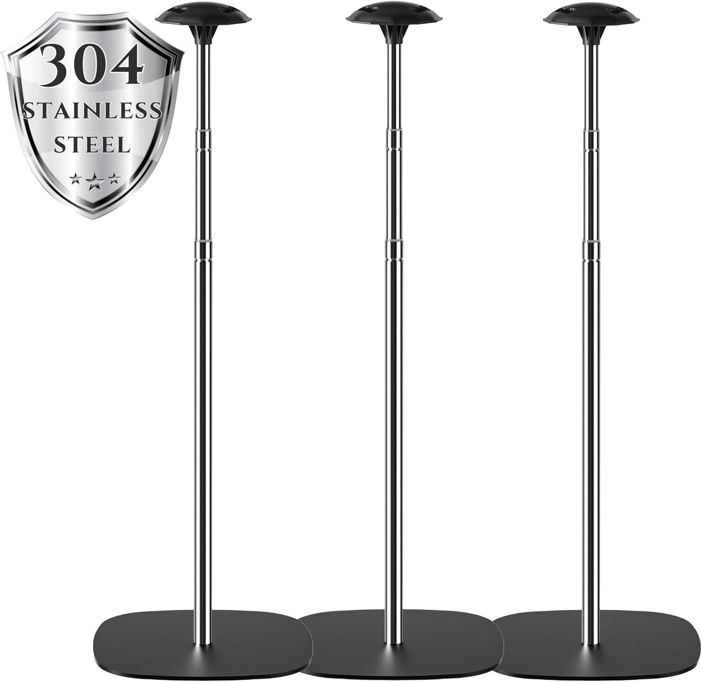Boat Cover Support Poles 3 PK Support Systems, Height Adjustable 304 Stainless Steel with Stable Full-Touchdown