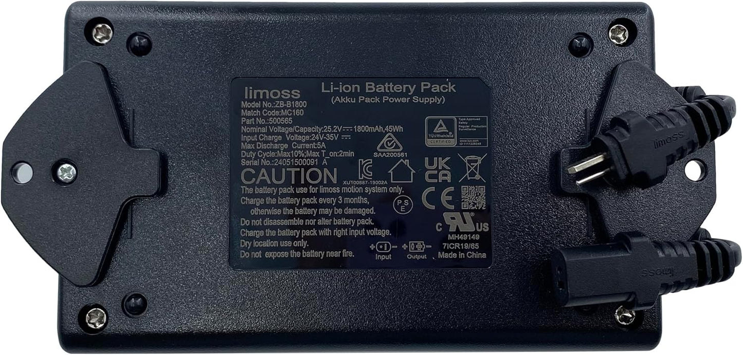 Kariwust Wireless Rechargeable Limoss Akku Battery Pack Power Supply Model ZB-B1800 for Power Recliner Electric Sofa Sectional and Lift Chair