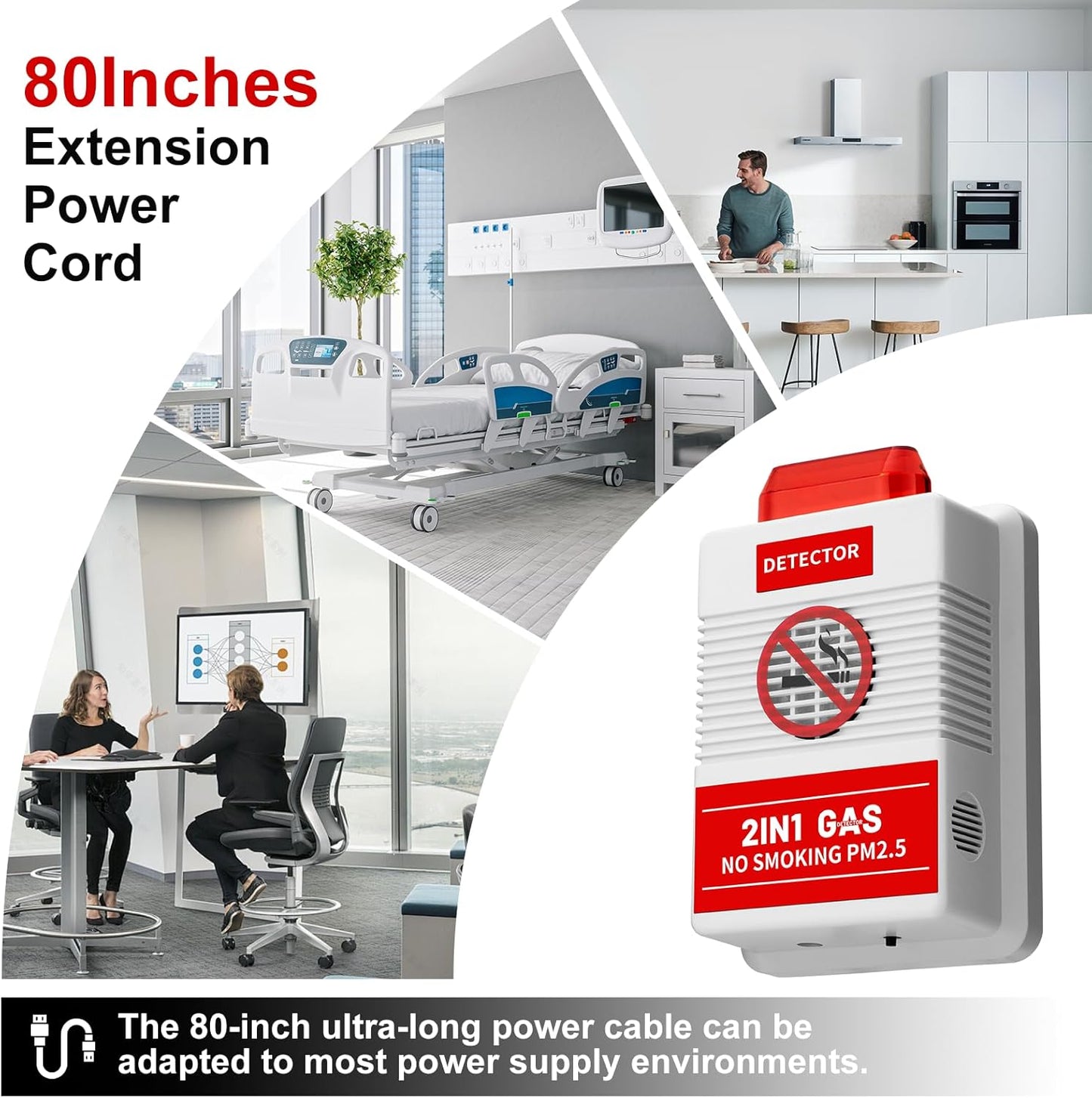 2-in-1 Smart Air Quality Monitor with Remote Control - Cigarette Smoking &amp; PM2.5 Detector for Office/Public Spaces, Voice Alert System &amp;
