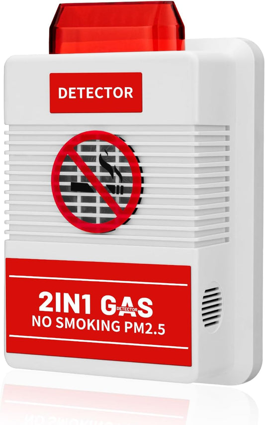 2-in-1 Smart Air Quality Monitor with Remote Control - Cigarette Smoking &amp; PM2.5 Detector for Office/Public Spaces, Voice Alert System &amp;