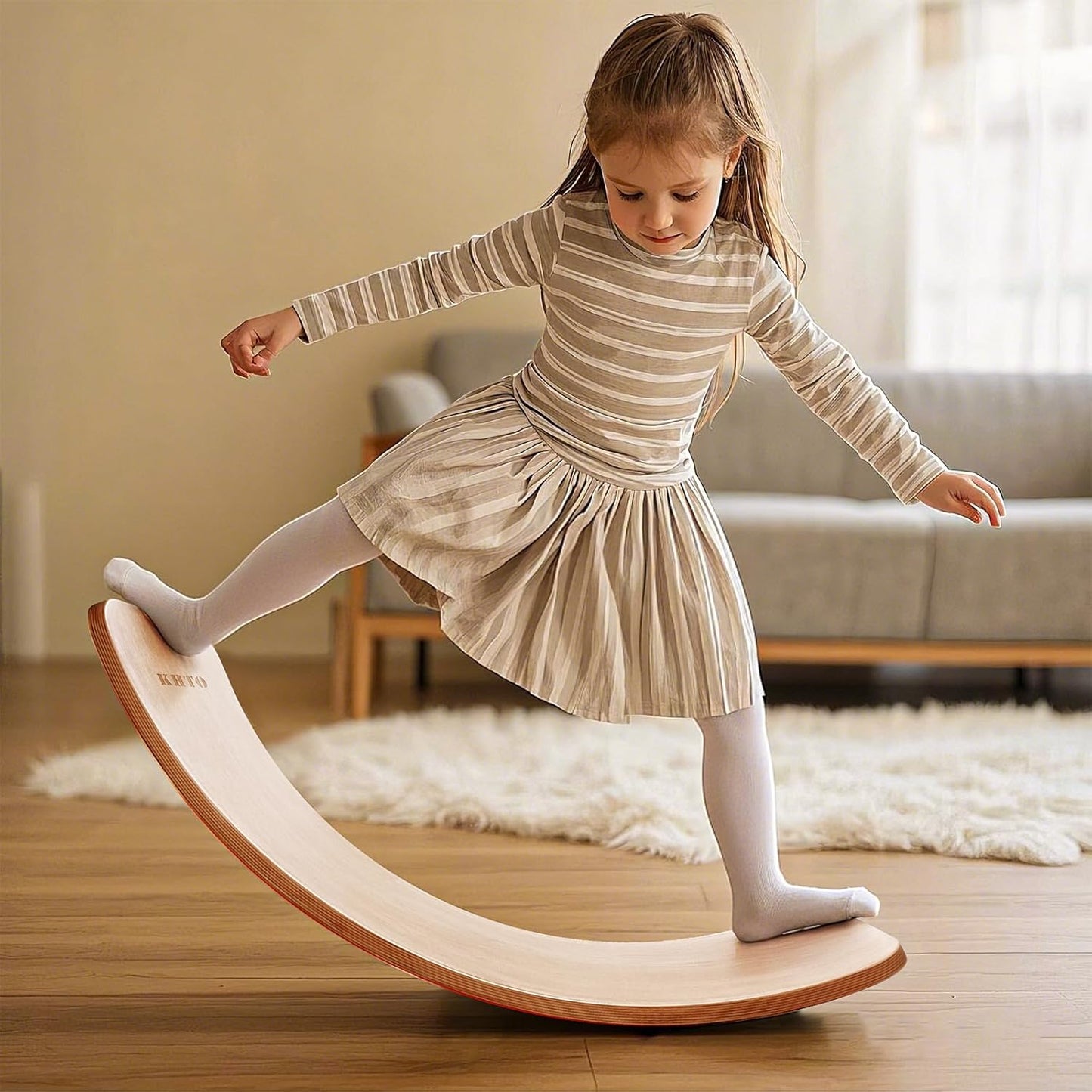 Balance Board for Kids and Adults, Super Fun Wobble Board 10-Layer Beech Wood, Non-Slip Felt, 680 lbs Limit