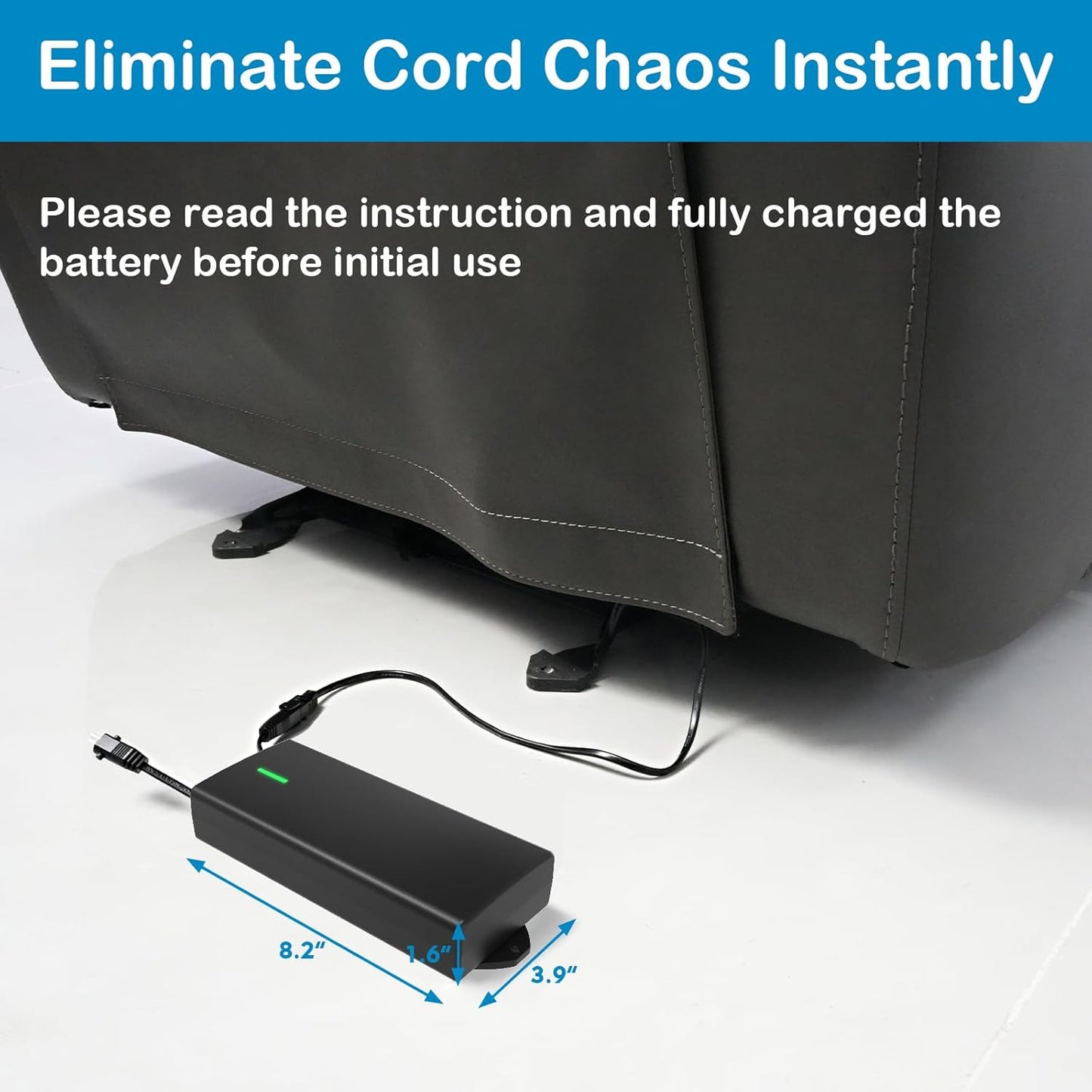 Universal Battery Pack for Reclining Furniture, ZBPOWER 6000mAh Wireless Couch Battery Pack Rechargeable