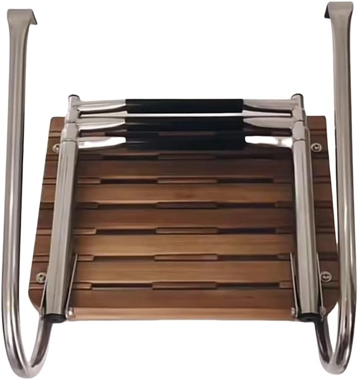 Telescoping Boat Outboard Universal Marine Teak Ladder Boat Swim Platform Under Mount Fold Down 3-Step Swim Platform for Boats Stainless Steel Ladder
