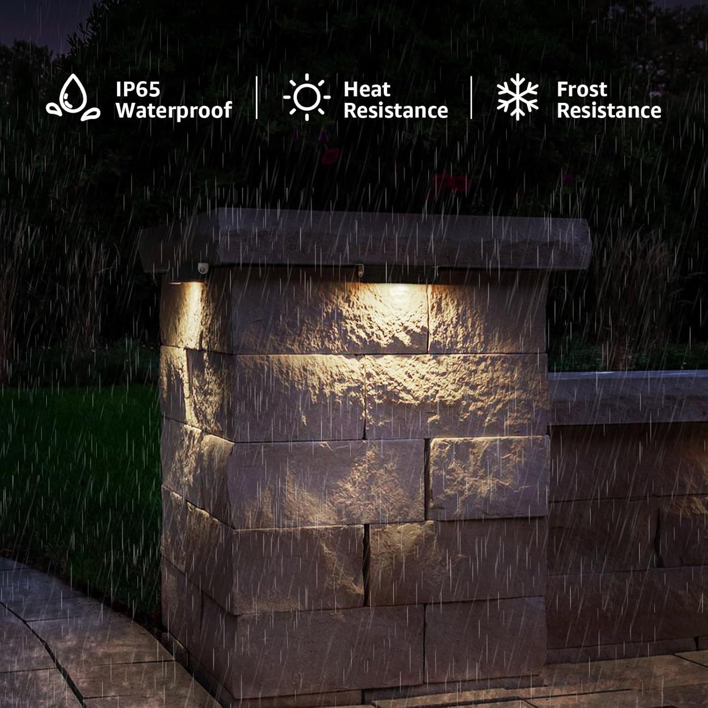 12 Pack 4 Inch Retaining Wall Lights 3W LED Hardscape Lighting 12V AC/DC Low Voltage Landscape Lights