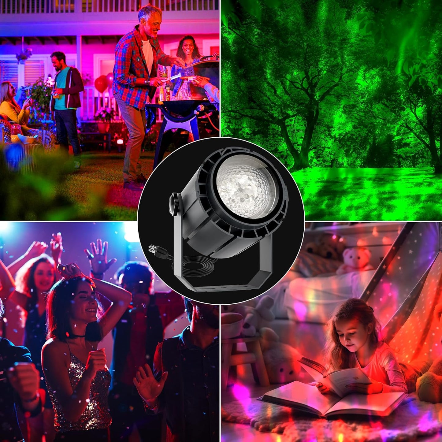 Water Wave Projector, APP/RF Control, IP65 Waterproof Smart Outdoor Lights, Dimmable, Colorful