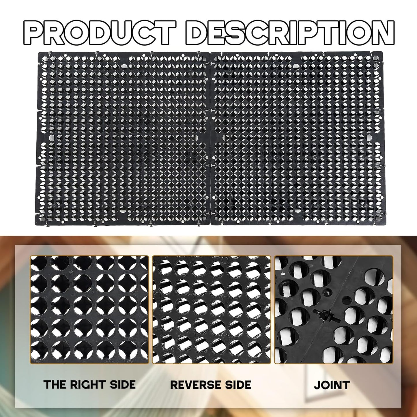 8 Pack Attic Flooring Deck, Bulk Plastic Attic Walking Deck Pallet Board Floor Storage System 19.69x19.69x1.5' Black