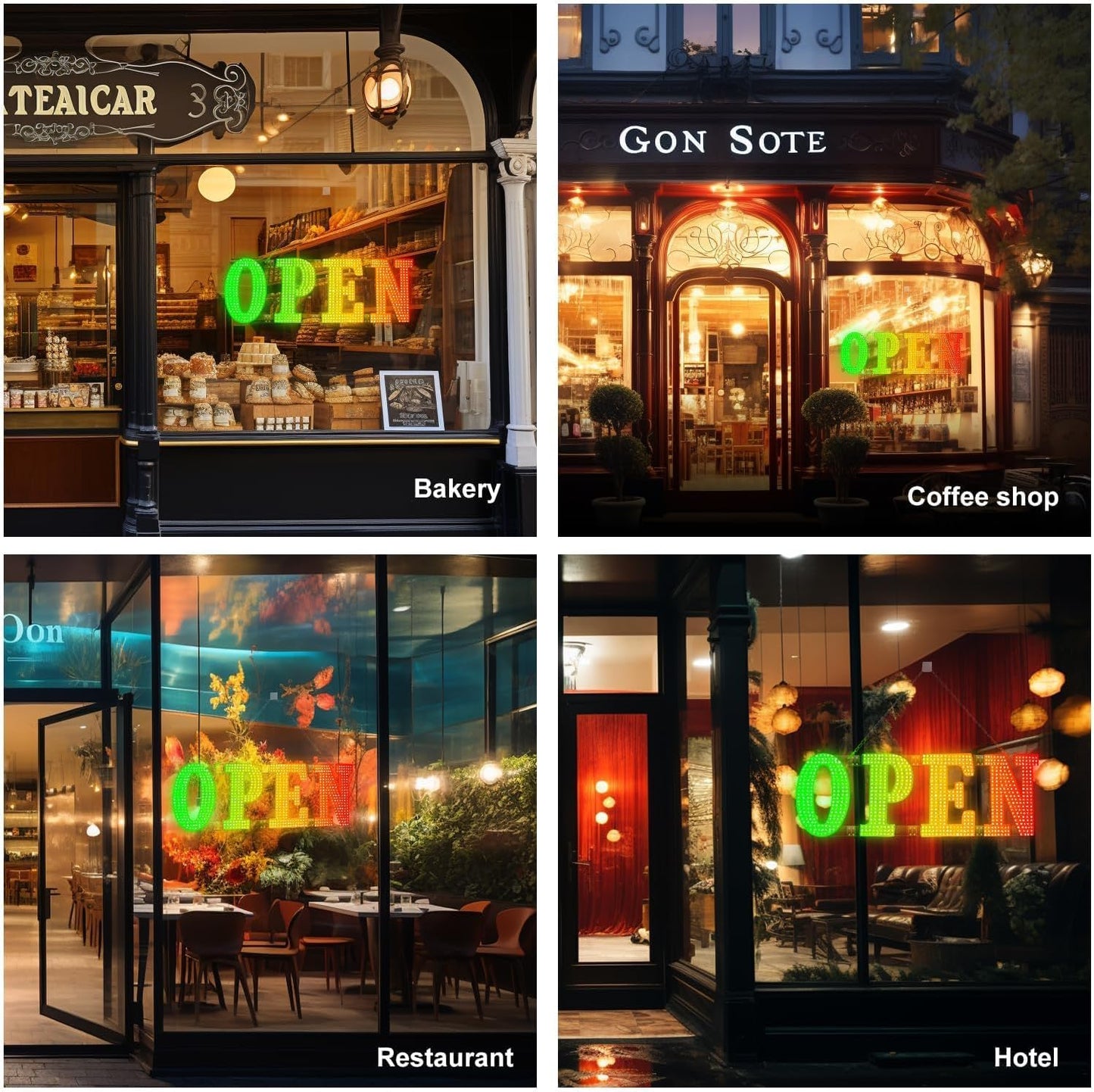 48'x16' Large Led Open Signs for Business, Remote Smart APP/Timer/Adjustment Brightness/Color