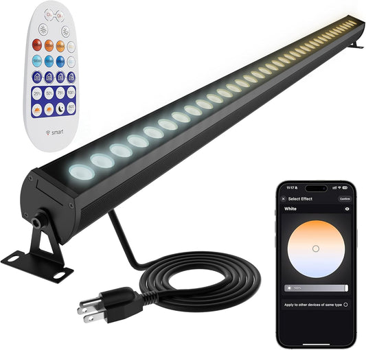 Smart Wall Washer Light, Waterproof, Adjustable Color Temperature, Dimmable 1%-100%, Super Bright