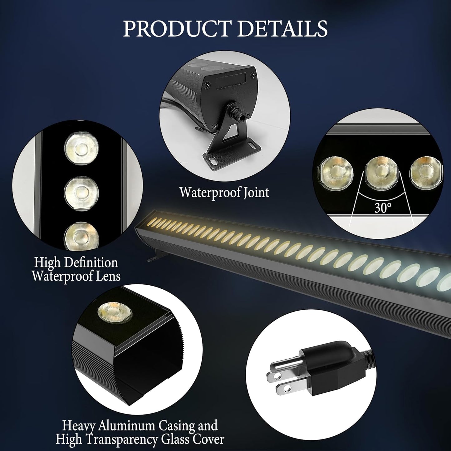 Smart Wall Washer Light, Waterproof, Adjustable Color Temperature, Dimmable 1%-100%, Super Bright