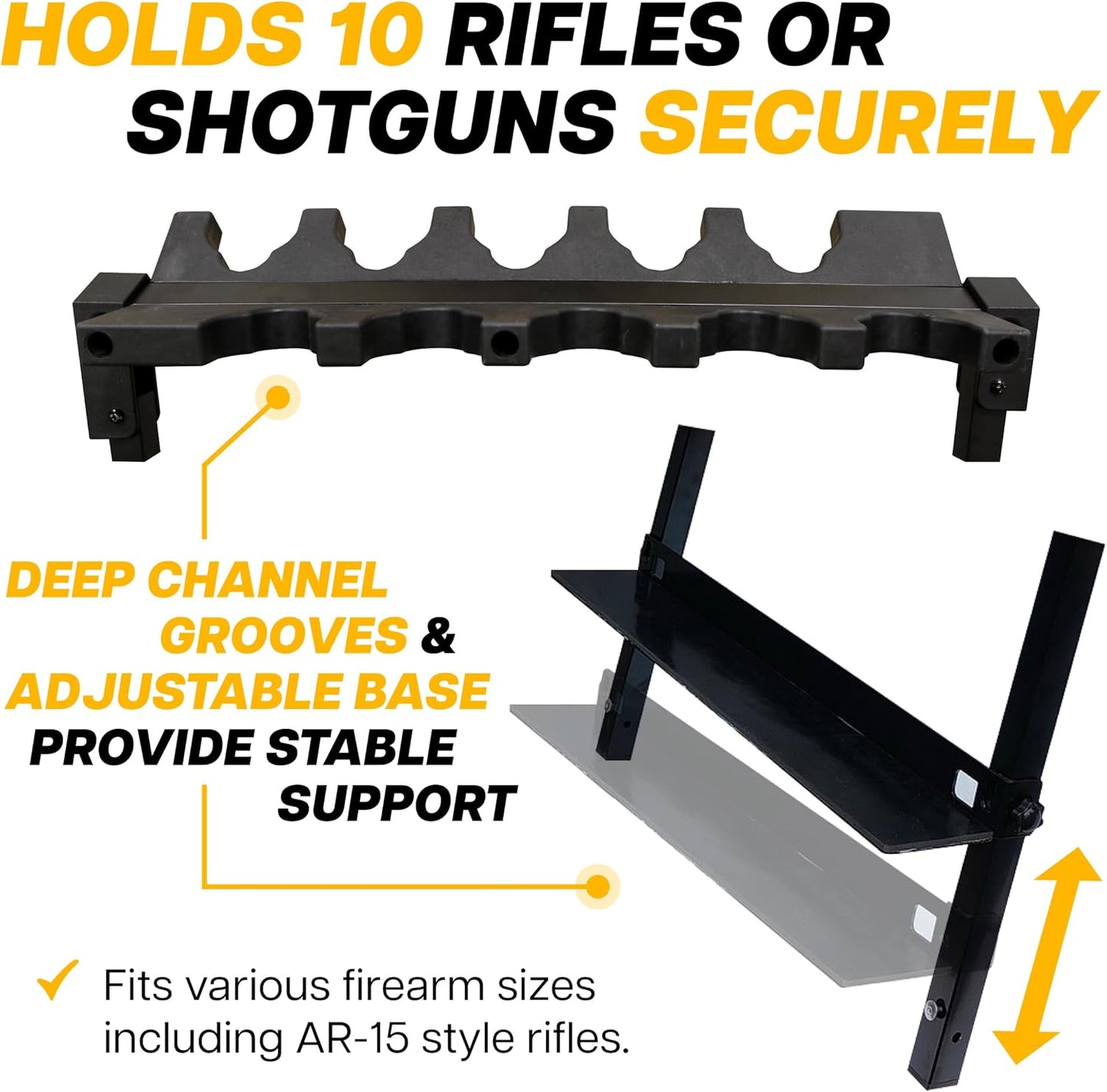 Rush Creek Creations Portable 10-Gun Rack, Lightweight Foldable Gun Stand with Carrying Case, Aluminum