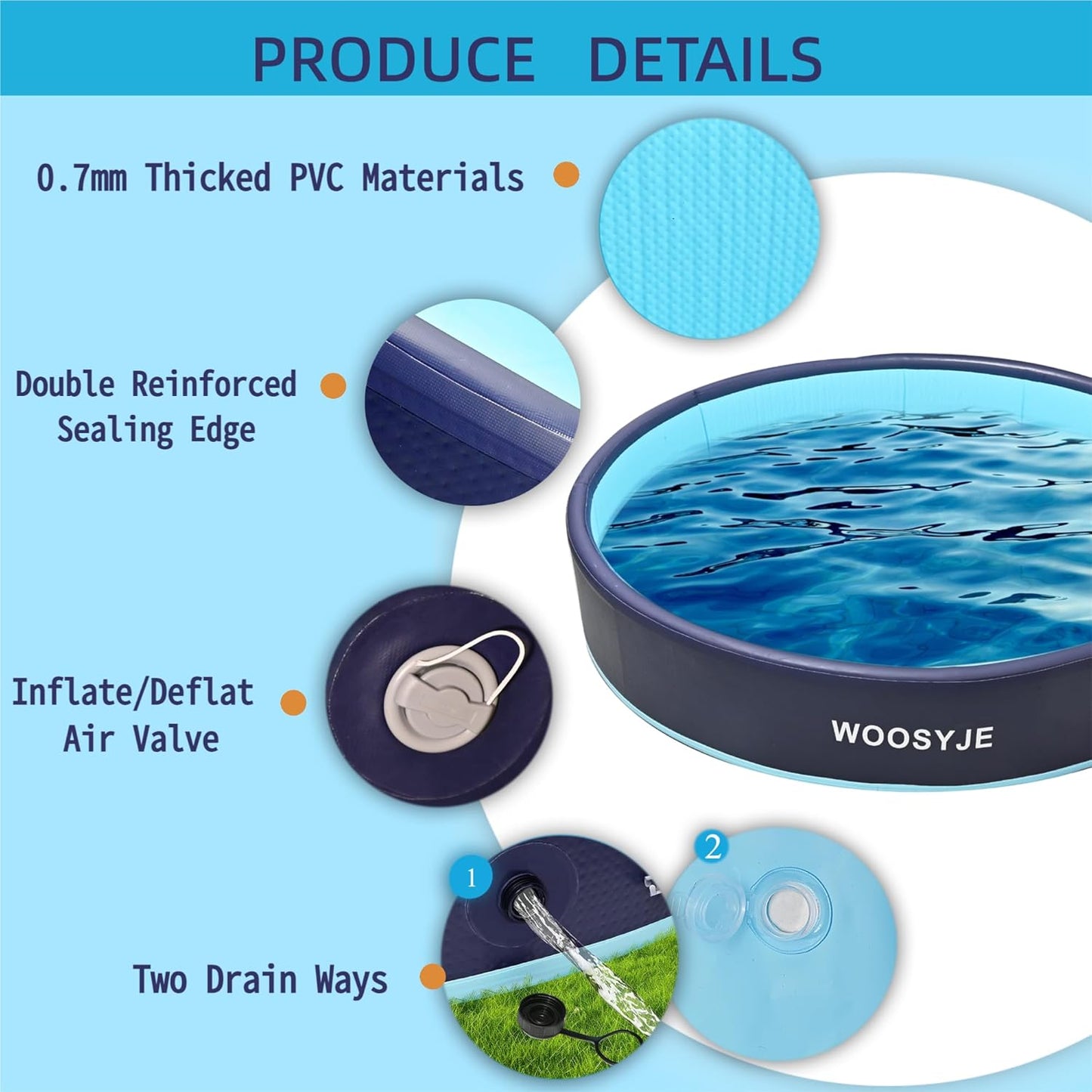 Foldable Dog Pet Bath Pool Inflatable Dog or Pet Pool Collapsible Kiddie Pool
